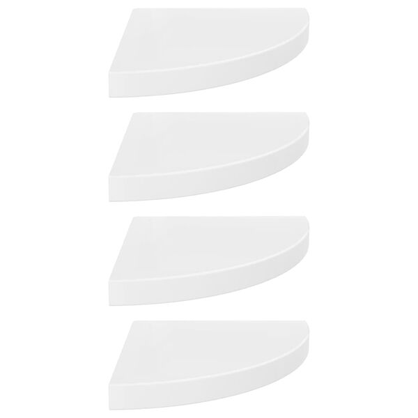 vidaXL Кутові полиці з прихованим кріпленням 4 шт Глянцевий білий 35x35x3,8см МДФ