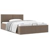 285597 vidaXL Hydraulic Storage Bed Frame Taupe Fabric 140x200 cm