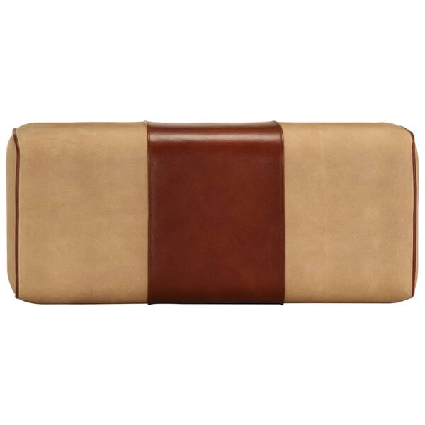 vidaXL Лавка Коричневий 58 см Натуральна Шкіра і Масив Дерева Манго