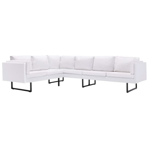 vidaXL Кутовий диван Білий Штучна шкіра