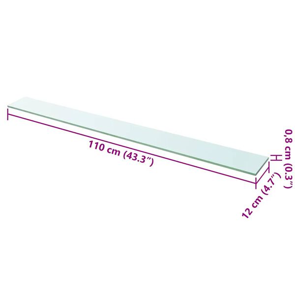 vidaXL Скляна Панель для Полиці Прозорий 110х12 см