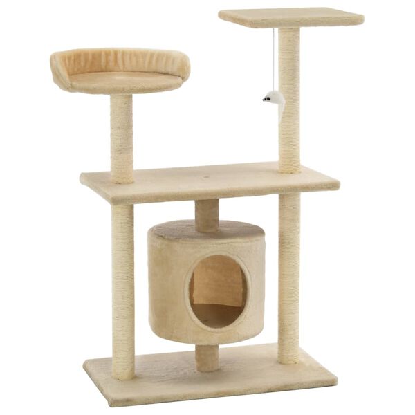 170514 vidaXL Cat Tree with Sisal Scratching Posts 95 cm Beige