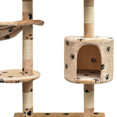 vidaXL Дерево для котів з сизальними дряпками Бежевий Відбитки лап 125 см