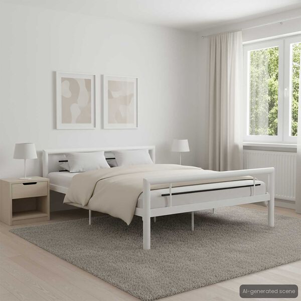 vidaXL Каркас ліжка Білий і чорний 120x200 см Метал