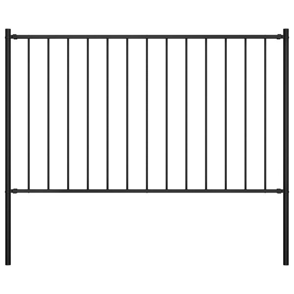 145210 vidaXL Fence Panel with Posts Powder-coated Steel 1,7x1 m Black