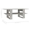 800544 vidaXL Coffee Table Concrete Grey 110x55x42 cm Chipboard