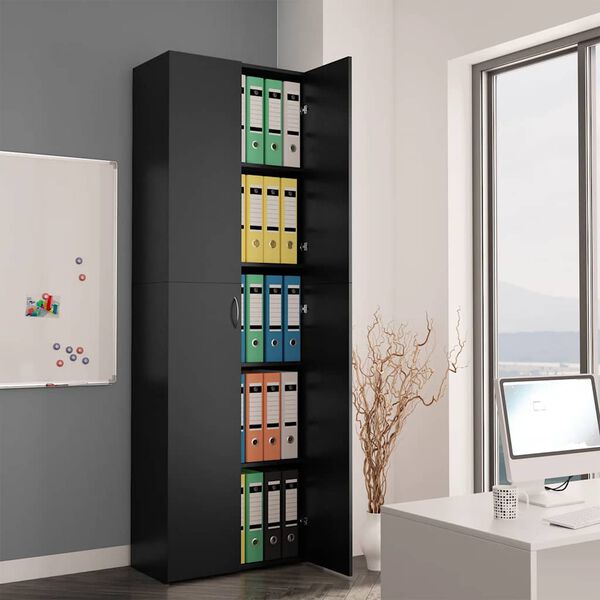 800298 vidaXL Office Cabinet Black 60x32x190 cm Chipboard