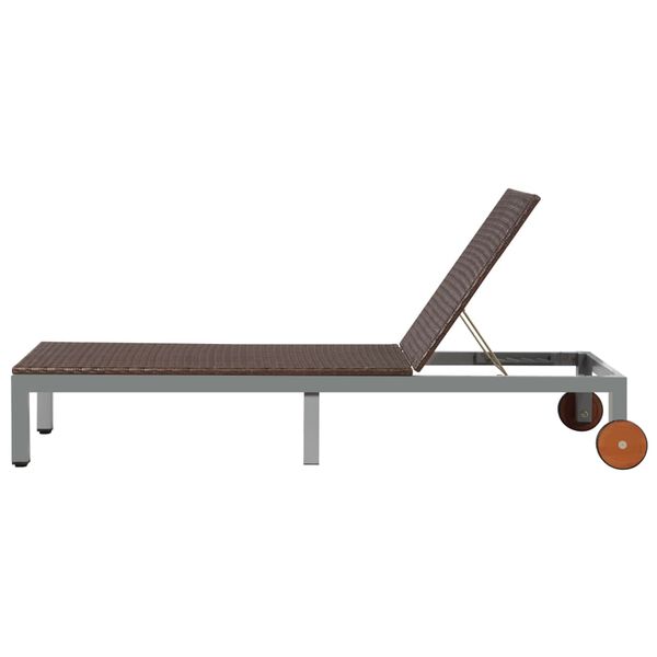 vidaXL Шезлонг з коліщатами Коричневий Поліротанг