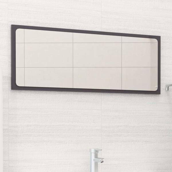 804629 vidaXL Bathroom Mirror High Gloss Grey 90x1,5x37 cm Chipboard