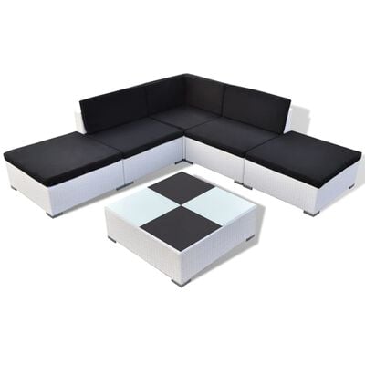 vidaXL Комплект садових меблів з подушками 6 од. Білий Поліротанг