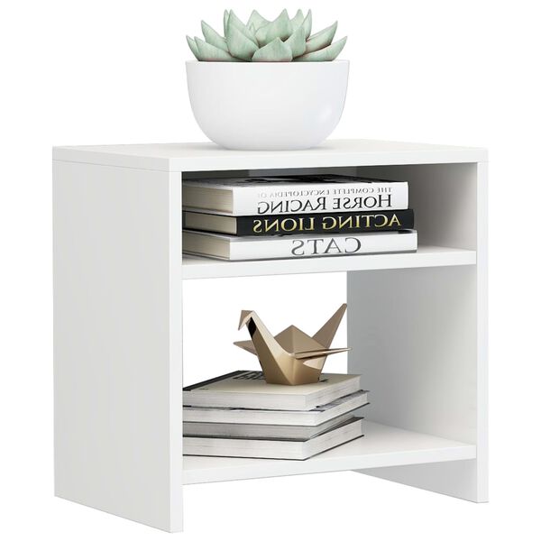 800021 vidaXL Bedside Cabinet High Gloss White 40x30x40 cm Chipboard