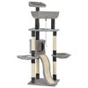 170688 vidaXL Cat Tree with Sisal Scratching Posts Grey 145 cm