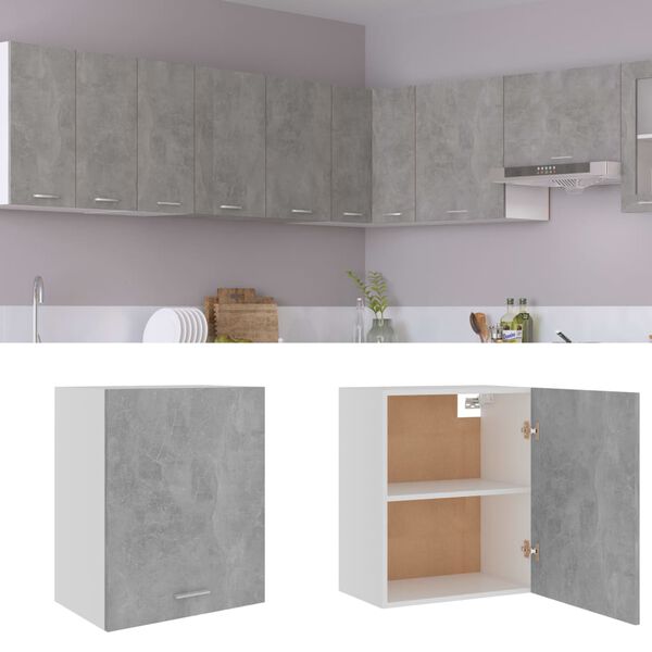 801264 vidaXL Hanging Cabinet Concrete Grey 50x31x60 cm Chipboard