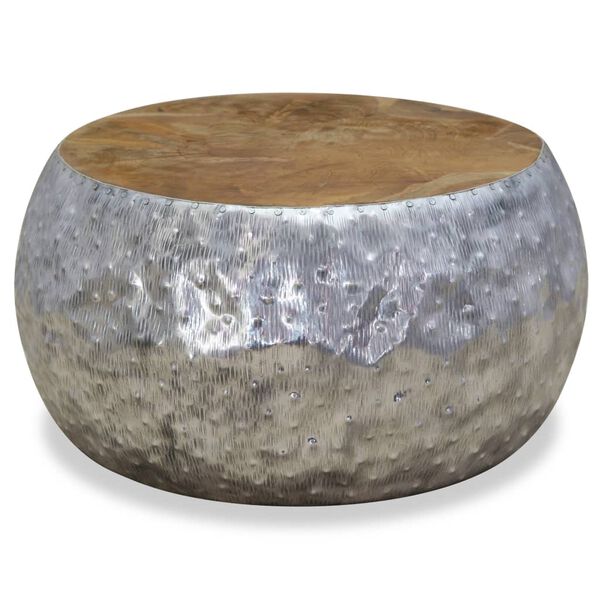 vidaXL Журнальний столик 60x60x30 см Алюміній Тикове дерево