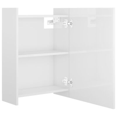 vidaXL Дзеркальна шафа для ванної Глянцевий білий 62,5x20,5x64 см ДСП