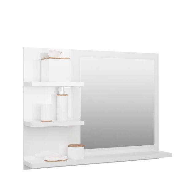 805012 vidaXL Bathroom Mirror High Gloss White 60x10,5x45 cm Chipboard