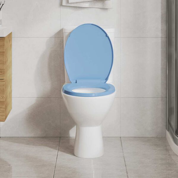 145823 vidaXL Soft-Close Toilet Seat Quick Release Blue Oval