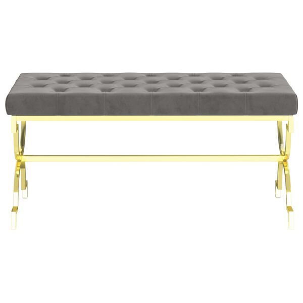 vidaXL Лавка Сірий 99 см Оксамитова тканина і нержавіюча сталь