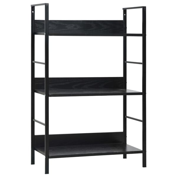 288218 vidaXL 3-Layer Book Shelf Black 60x27,6x90,5 cm Chipboard