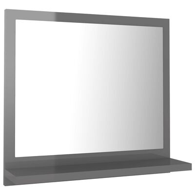804561 vidaXL Bathroom Mirror High Gloss Grey 40x10,5x37 cm Chipboard