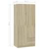 800642 vidaXL Wardrobe Sonoma Oak 80x52x180 cm Chipboard