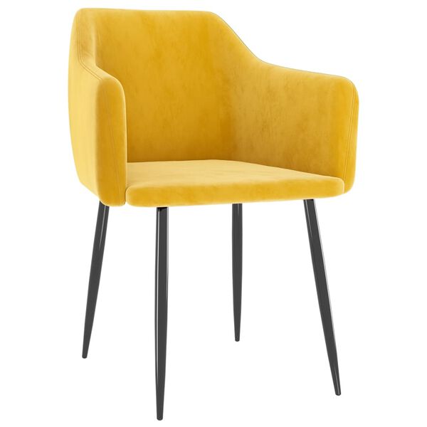 vidaXL Обідні стільці 2 шт Гірчично-жовтий Оксамит