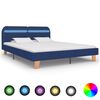 vidaXL Каркас ліжка зі світлодіодами Синій 180x200 см Тканина