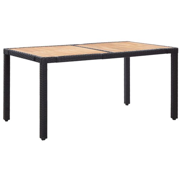 vidaXL Вуличний Обідній Комплект 7 Од. з Подушками Чорний Поліротанг