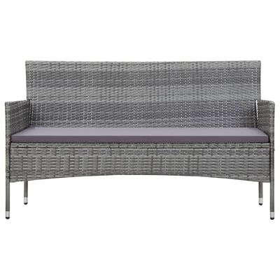 vidaXL Тримісний садовий диван з подушками Сірий Поліротанг