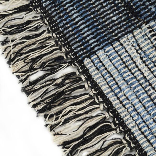 vidaXL Килимок Ручного Плетіння Хінді Синій 80х160 см Денім