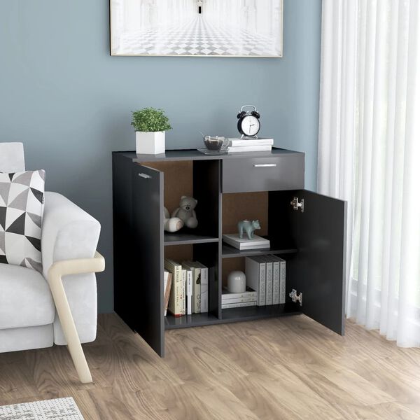 801834 vidaXL Sideboard Grey 80x36x75 cm Chipboard