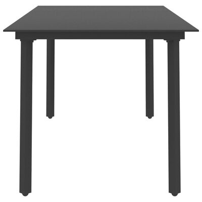 vidaXL Садовий обідній стіл Чорний 190x90x74 см Скло і сталь