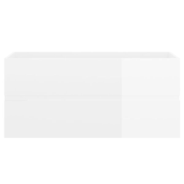 804770 vidaXL Sink Cabinet High Gloss White 100x38,5x45 cm Chipboard