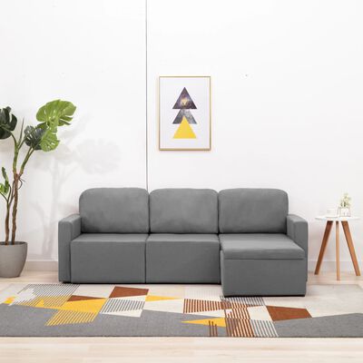 vidaXL 3-місний модульний диван-ліжко Світло-сірий Тканина