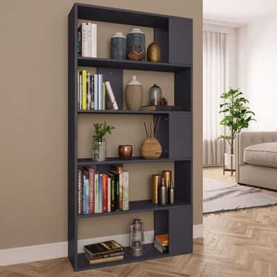 800101 vidaXL Book Cabinet/Room Divider Grey 80x24x159 cm Chipboard