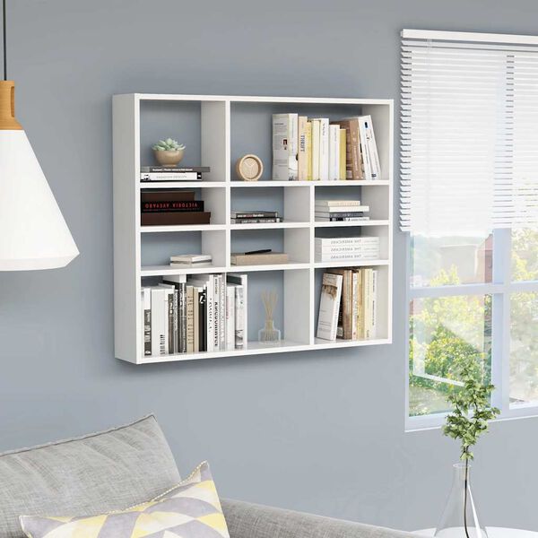 802939 vidaXL Wall Shelf White 90x16x78 cm Chipboard