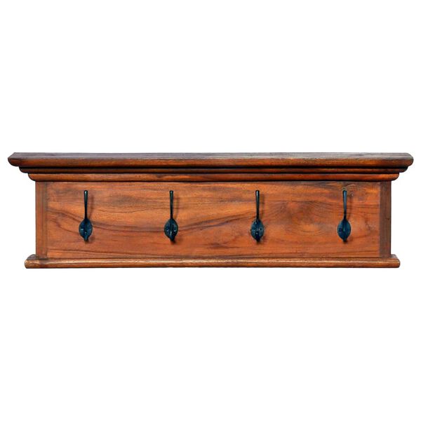 vidaXL Настінна вішалка 70x10x20 см Масив тикового дерева