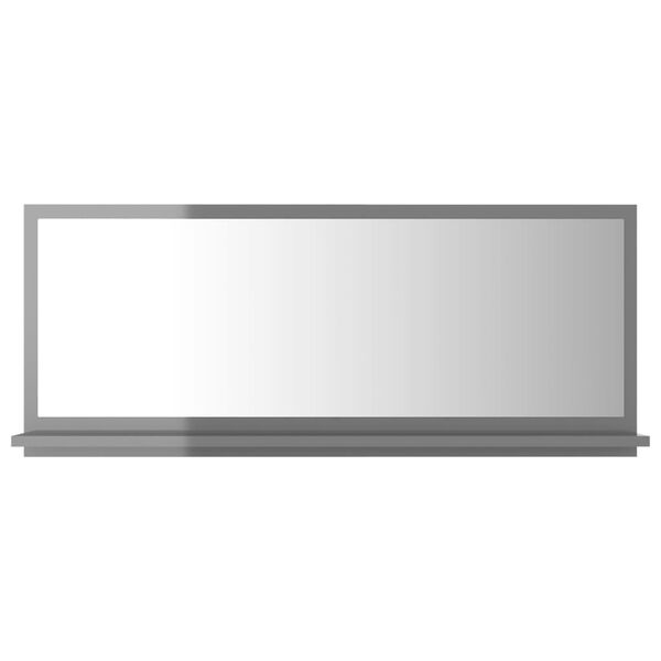804588 vidaXL Bathroom Mirror High Gloss Grey 90x10,5x37 cm Chipboard