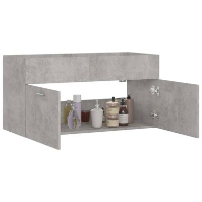 804669 vidaXL Sink Cabinet Concrete Grey 90x38,5x46 cm Chipboard