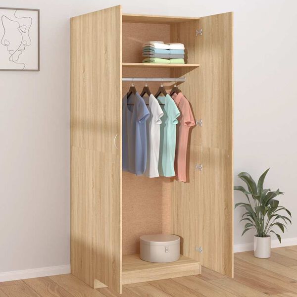 800633 vidaXL Wardrobe Sonoma Oak 90x52x200 cm Chipboard