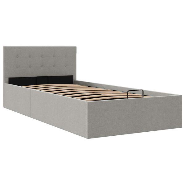 285576 vidaXL Hydraulic Storage Bed Frame Light Grey Fabric 90x200 cm