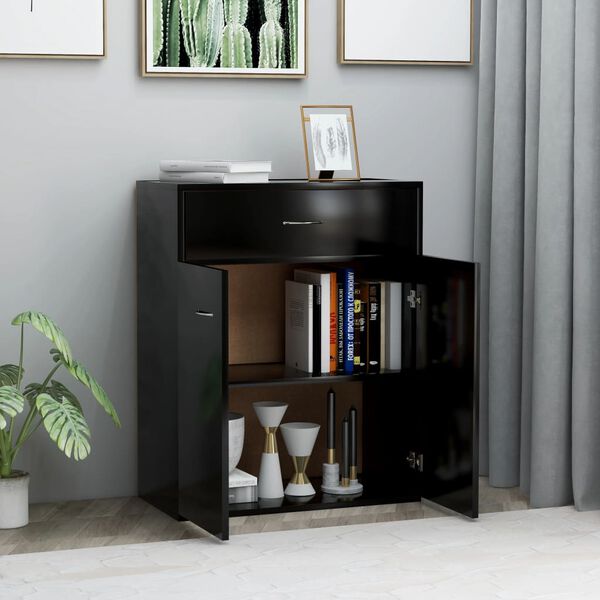 800712 vidaXL Sideboard Black 60x30x75 cm Chipboard