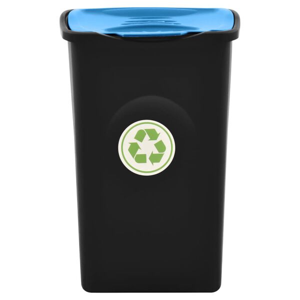 vidaXL Відро для Сміття з Відкидною Кришкою Чорний/Синій 50 л