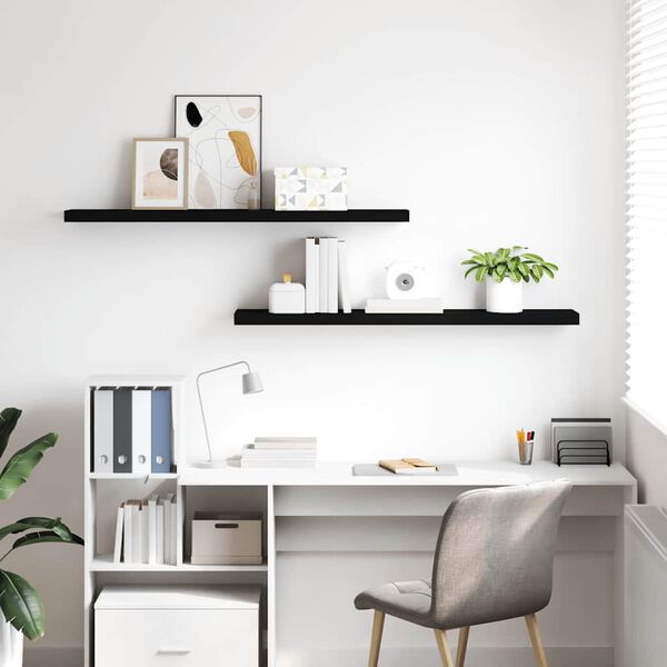 vidaXL Настінні полиці з прихованим кріпленням 2 шт Чорний 120x23,5x3,8см МДФ