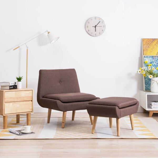 vidaXL Камінне крісло з підставкою для ніг Коричневий Тканина