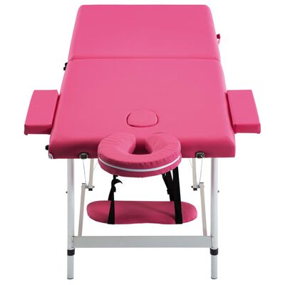 vidaXL Розкладний масажний стіл 2-х зонний Рожевий Алюміній