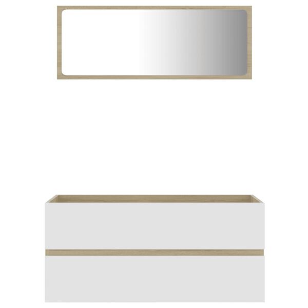 vidaXL Комплект Меблів для Ванної Кімнати 2 Од. Білий/Дуб Сонома ДСП