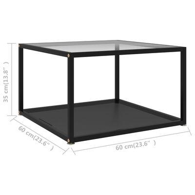 vidaXL Журнальний столик Прозорий/Чорний 60х60х35 см Загартоване скло