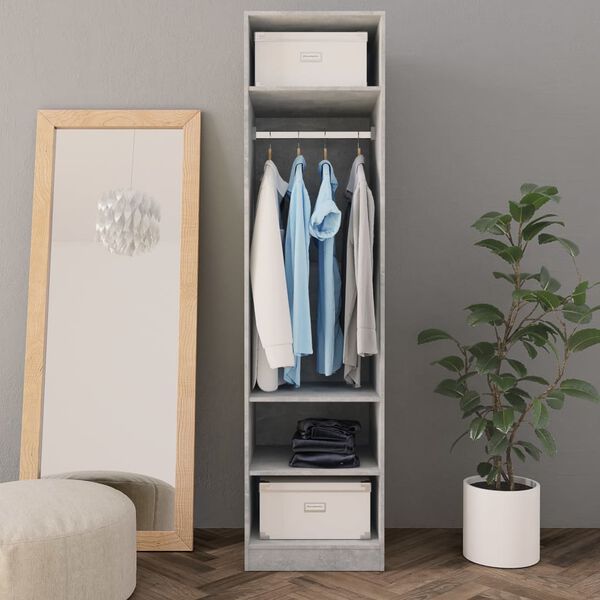 800238 vidaXL Wardrobe Concrete Grey 50x50x200 cm Chipboard