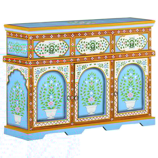 vidaXL Сервант з Ручним Розписом Різнобарвний 110x30x76 см Масив Манго